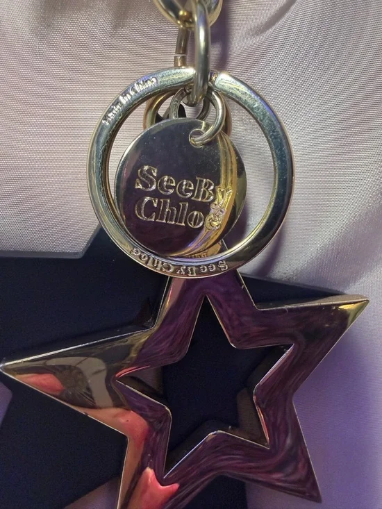 See by Chloe Satin Light Pink Tote Bag with Star Charm and Crossbody strap. - Picture 9 of 17